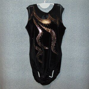 Black Velvet Gold Foil Leotard